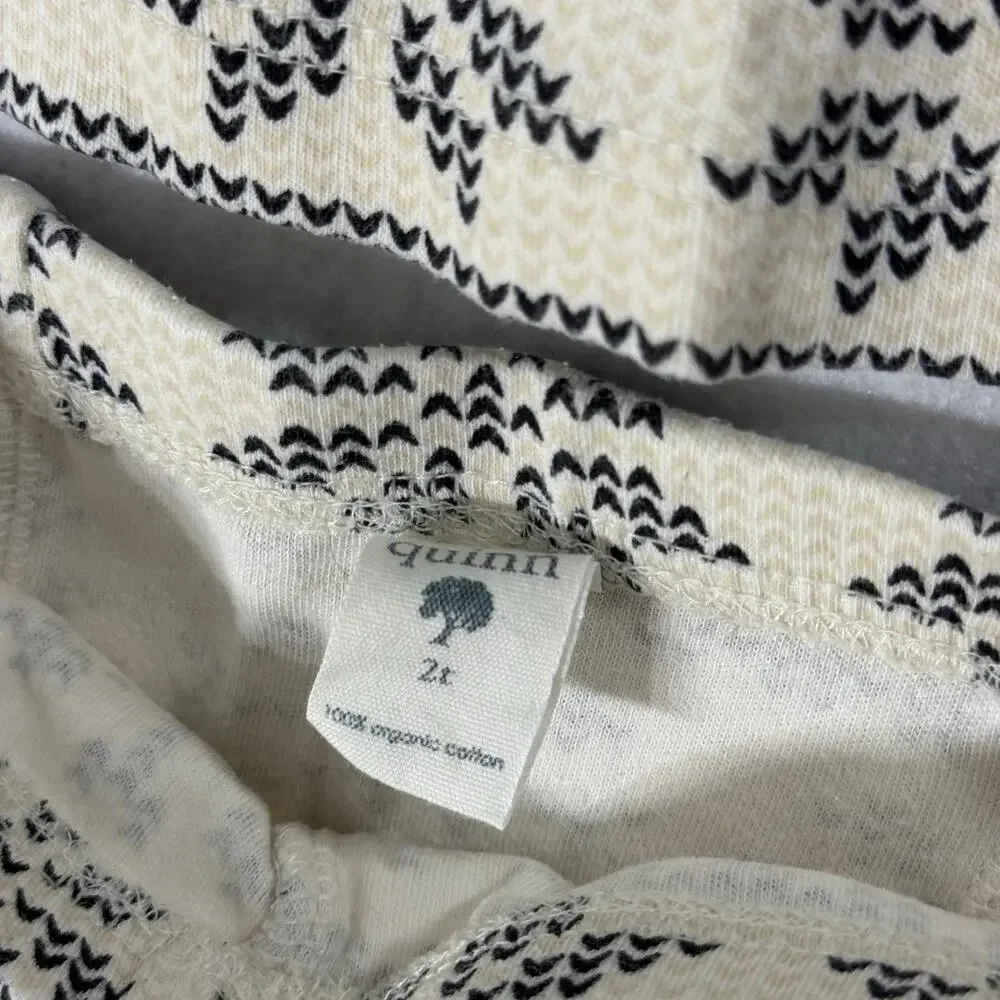 Kate Quinn Long Sleeve PJ Set Black Nordic Snowflakes Size 2T Organic Cotton